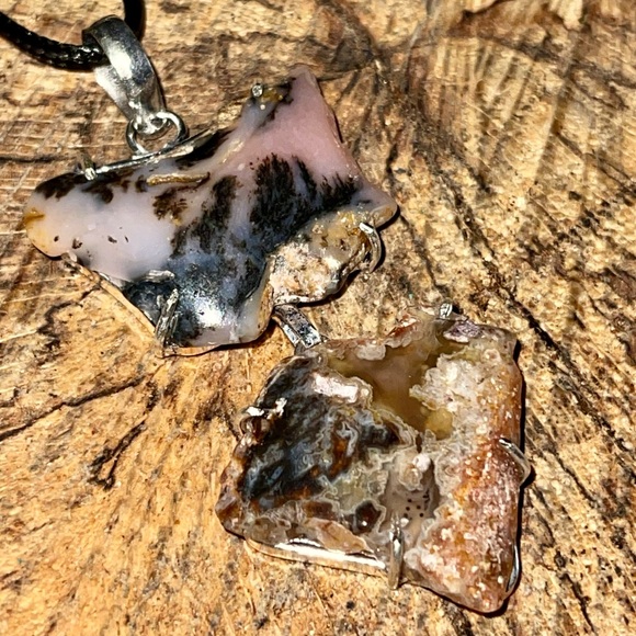 2 -Layer Pink Peruvian Opal Pendant 2 1/2” - Picture 5 of 9